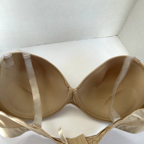 Cacique Bra Plus Size 46DD/E Tan Convertible Underwire Silicone Clear Strap - Picture 6 of 7